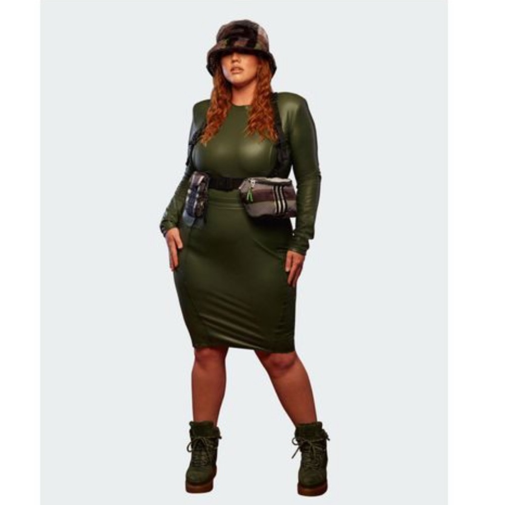 ADIDAS X IVY PARK WMNS PLUS SIZE FAUX LEATHER SKRT